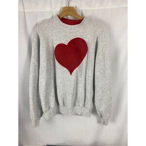 Jerzeez Gray Embroidered Heart Sweatshirt Made In the USA Women's Large